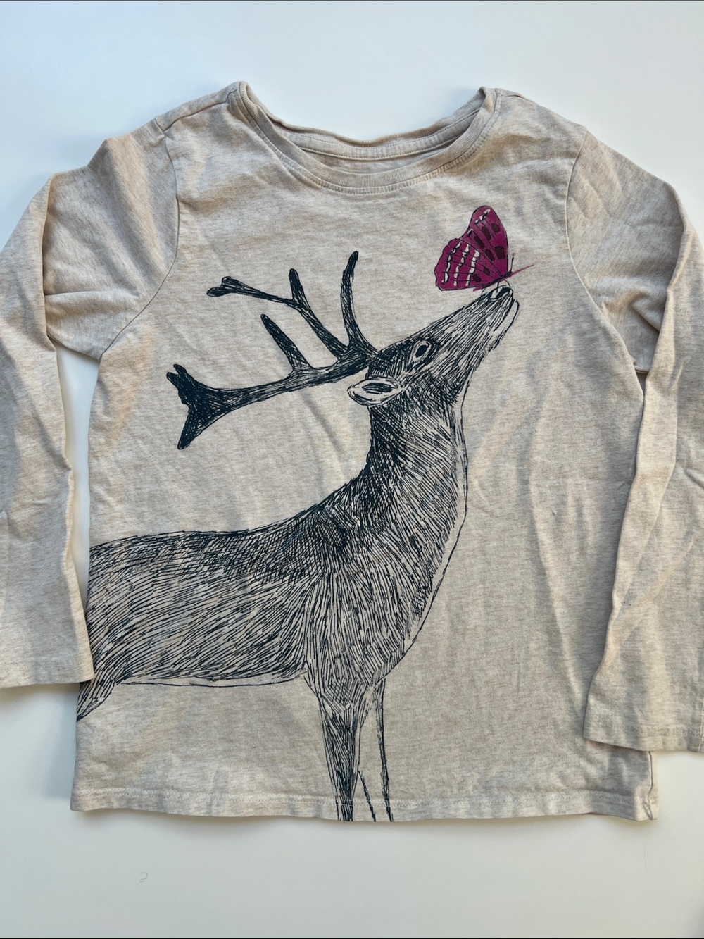 Tea Collection Girls Deer Graphic Long-Sleeve Tee